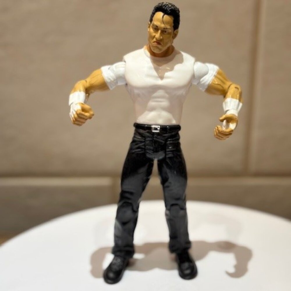 Vintage WWE 2003 Jakks Deuce Wrestler White Shirt Blue Pants Plastic Figure 7”
